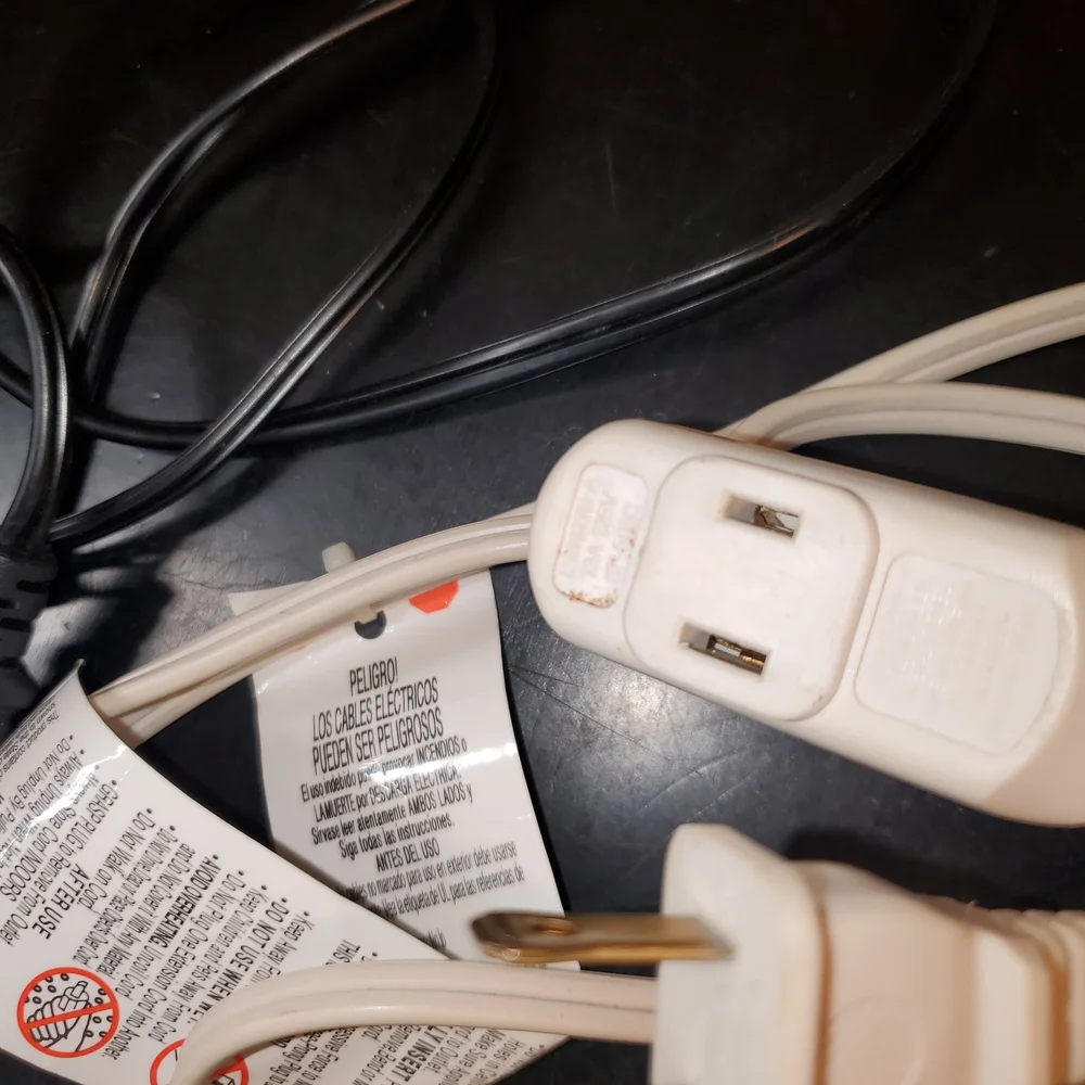 Power Cord 10A 125V 3.5 FEET Black+ Extension 13A 125V 8.5 FEET White with a sli